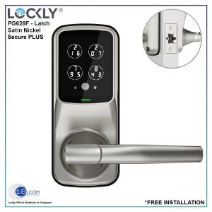 PGD628FSN - Lockly Latch Satin Nickel Secure PLUS Bluetooth Digital Lock (Include Standard Installation)