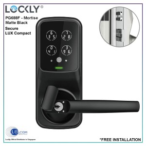 PG688FMB - Lockly Mortise Matte Black Secure LUX Compact Bluetooth Digital Lock (Include Standard Installation)