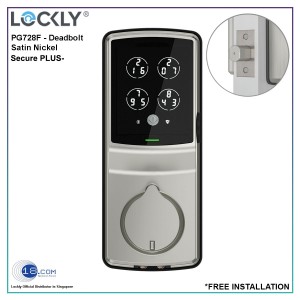 PG728FSN - Lockly Deadbolt Satin Nickel Secure PLUS Bluetooth Digital Lock (Include Standard Installation)